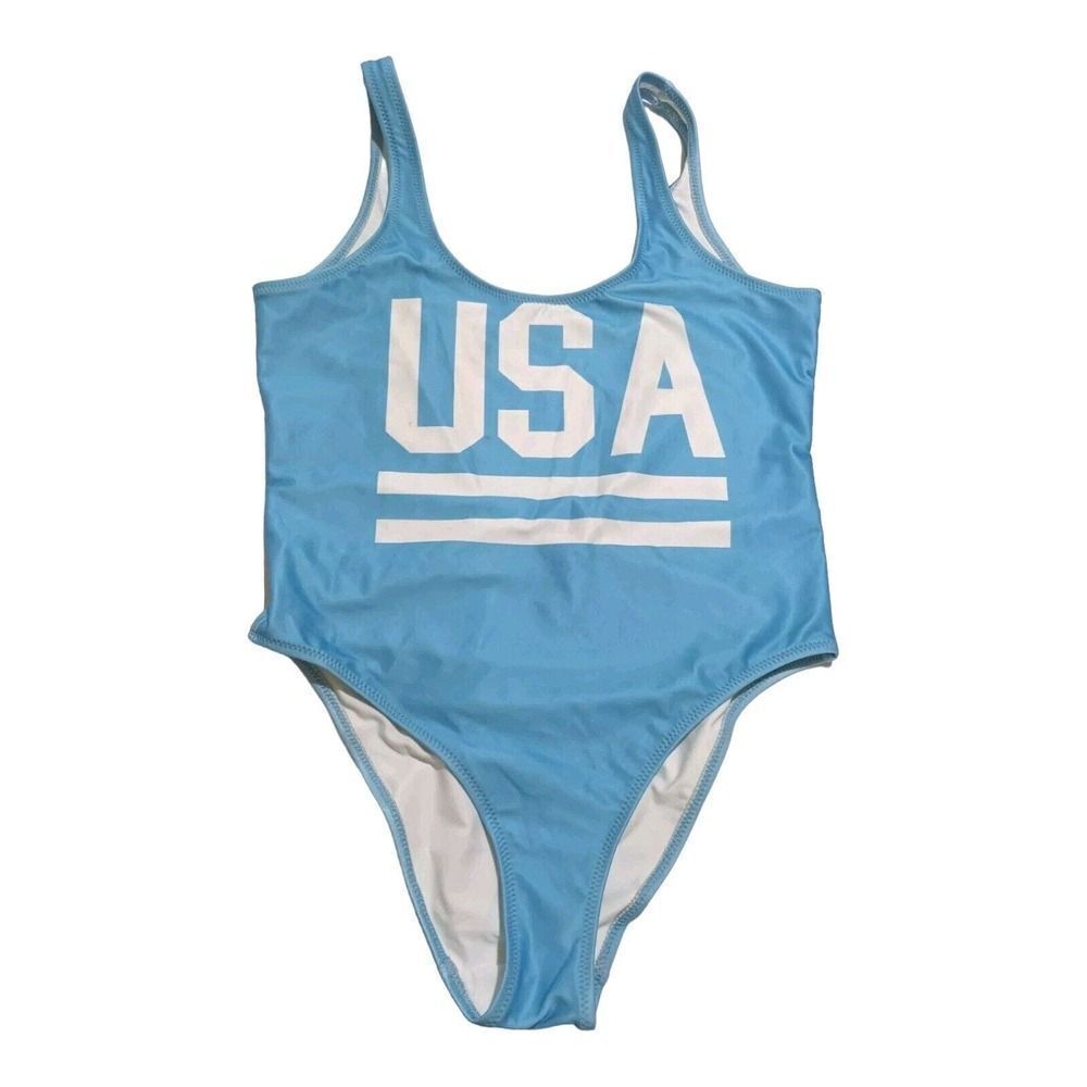 Chubbies One Piece High Cut USA Spell Out Swimsuit Womens XS